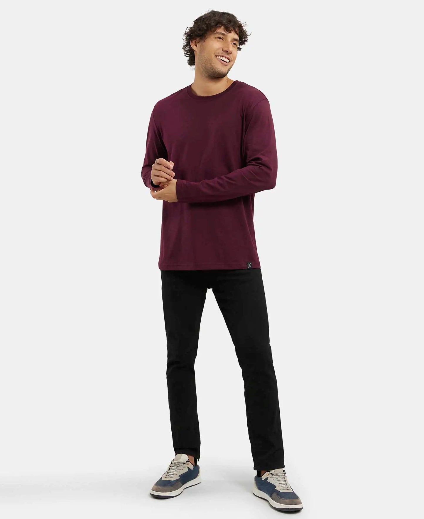 Super Combed Cotton Rich Solid Round Neck Full Sleeve T-Shirt - Wine Tasting-6