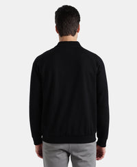 Super Combed Cotton Rich Pique Fabric Jacket with Ribbed Cuffs - Black