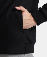 Super Combed Cotton Rich Pique Fabric Jacket with Ribbed Cuffs - Black