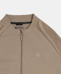 Super Combed Cotton Rich Pique Fabric Jacket with Ribbed Cuffs - Desert Taupe