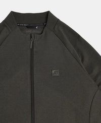 Super Combed Cotton Rich Pique Fabric Jacket with Ribbed Cuffs - Olive