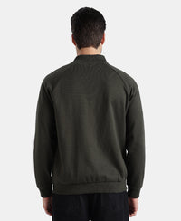 Super Combed Cotton Rich Pique Fabric Jacket with Ribbed Cuffs - Olive