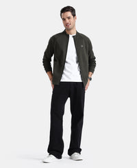 Super Combed Cotton Rich Pique Fabric Jacket with Ribbed Cuffs - Olive