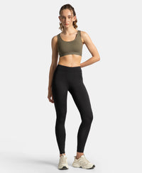 Wirefree Padded Tactel Nylon Elastane Stretch Full Coverage Racerback Styling Sports Bra with StayFresh and StayDry Treatment - Earth