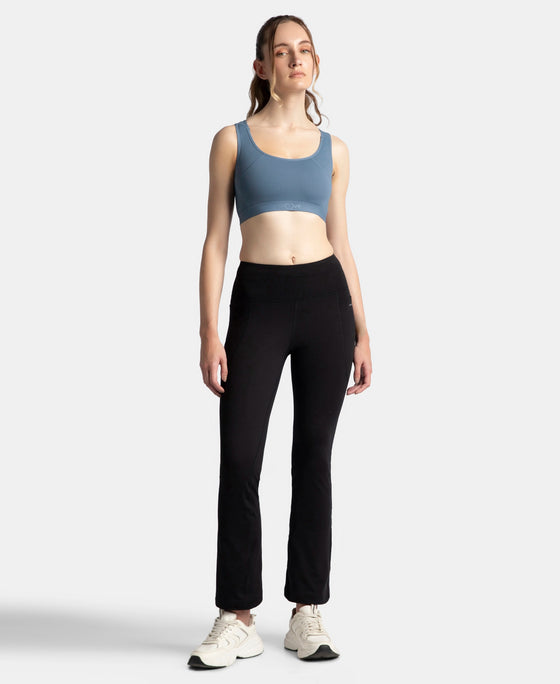 Wirefree Padded Tactel Nylon Elastane Stretch Full Coverage Racerback Styling Sports Bra with StayFresh and StayDry Treatment - Frost