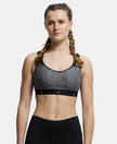 Wirefree Padded Tactel Nylon Elastane Stretch Full Coverage Sports Bra with Optional Cross Back Styling - Black Melange