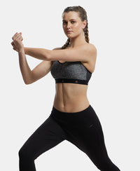 Wirefree Padded Tactel Nylon Elastane Stretch Full Coverage Sports Bra with Optional Cross Back Styling - Black Melange
