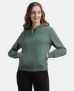 Super Combed Cotton French Terry Fabric Hoodie Jacket with Side Pockets - Balsam Green