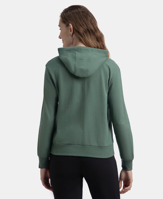 Super Combed Cotton French Terry Fabric Hoodie Jacket with Side Pockets - Balsam Green