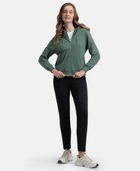 Super Combed Cotton French Terry Fabric Hoodie Jacket with Side Pockets - Balsam Green