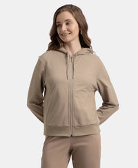 Super Combed Cotton French Terry Fabric Hoodie Jacket with Side Pockets - Taupe Grey