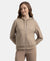 Super Combed Cotton French Terry Fabric Hoodie Jacket with Side Pockets - Taupe Grey