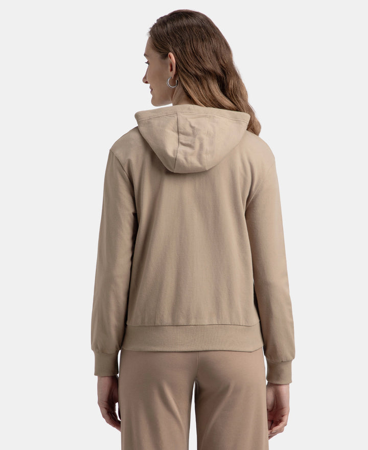 Super Combed Cotton French Terry Fabric Hoodie Jacket with Side Pockets - Taupe Grey