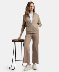 Super Combed Cotton French Terry Fabric Hoodie Jacket with Side Pockets - Taupe Grey