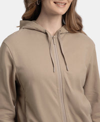 Super Combed Cotton French Terry Fabric Hoodie Jacket with Side Pockets - Taupe Grey