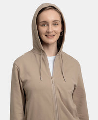Super Combed Cotton French Terry Fabric Hoodie Jacket with Side Pockets - Taupe Grey
