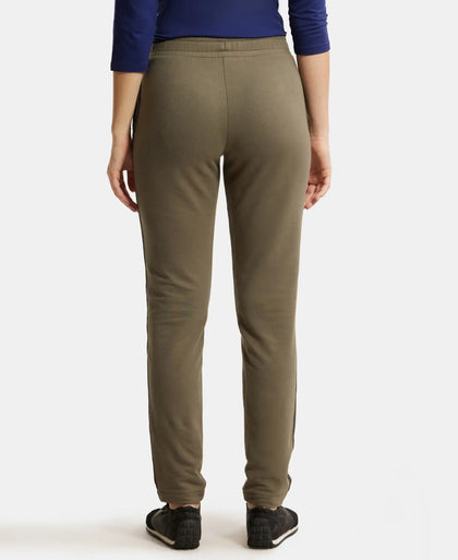 Super Combed Cotton Elastane Stretch French Terry Straight Fit Trackpants with Side Pockets - Beetle