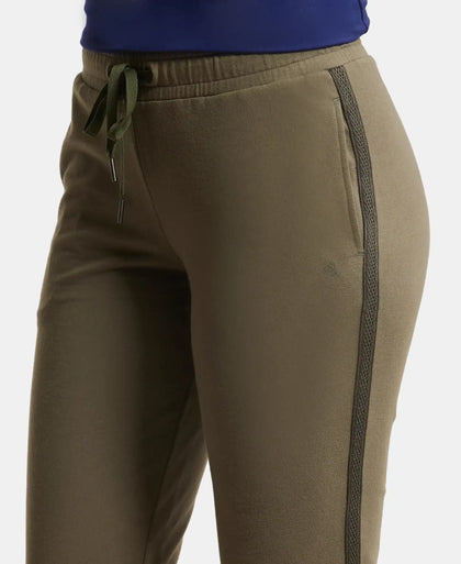 Super Combed Cotton Elastane Stretch French Terry Straight Fit Trackpants with Side Pockets - Beetle