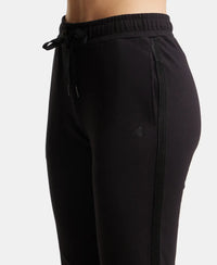 Super Combed Cotton Elastane Stretch French Terry Straight Fit Trackpants with Side Pockets - Black