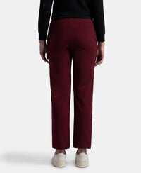 Super Combed Cotton Elastane Stretch French Terry Straight Fit Trackpants with Side Pockets - Tawny Port