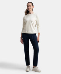 Super Combed Cotton Rich French Terry Fabric Solid Sweatshirt with Raglan Sleeve Styling - Cannoli Cream