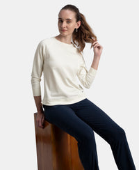 Super Combed Cotton Rich French Terry Fabric Solid Sweatshirt with Raglan Sleeve Styling - Cannoli Cream