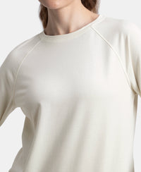 Super Combed Cotton Rich French Terry Fabric Solid Sweatshirt with Raglan Sleeve Styling - Cannoli Cream