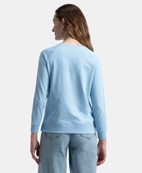 Super Combed Cotton Rich French Terry Fabric Solid Sweatshirt with Raglan Sleeve Styling - Powder Blue