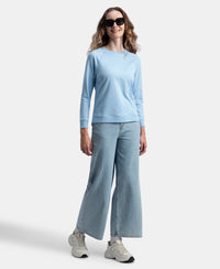 Super Combed Cotton Rich French Terry Fabric Solid Sweatshirt with Raglan Sleeve Styling - Powder Blue