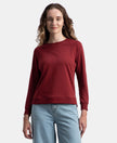 Super Combed Cotton Rich French Terry Fabric Solid Sweatshirt with Raglan Sleeve Styling - Pomegranate