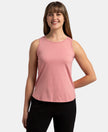 Super Combed Cotton Rich Solid Curved Hem Styled Tank Top - Brandied Apricot