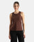 Super Combed Cotton Rich Solid Curved Hem Styled Tank Top - Chicory Coffee