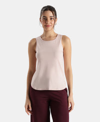 Super Combed Cotton Rich Solid Curved Hem Styled Tank Top - Potpourri