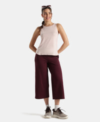 Super Combed Cotton Rich Solid Curved Hem Styled Tank Top - Potpourri
