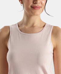 Super Combed Cotton Rich Solid Curved Hem Styled Tank Top - Potpourri
