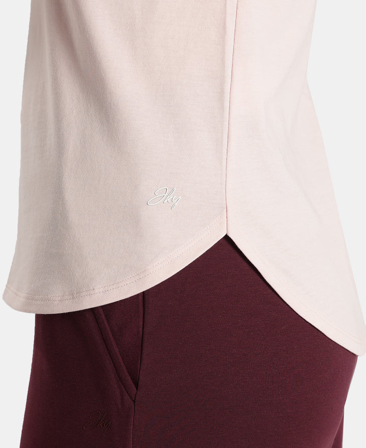 Super Combed Cotton Rich Solid Curved Hem Styled Tank Top - Potpourri