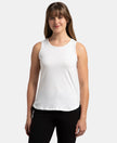 Super Combed Cotton Rich Solid Curved Hem Styled Tank Top - White