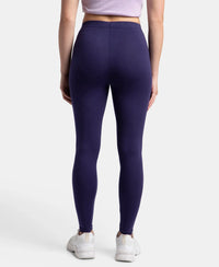 Super Combed Cotton Elastane Stretch Leggings with Ultrasoft Waistband - Blue