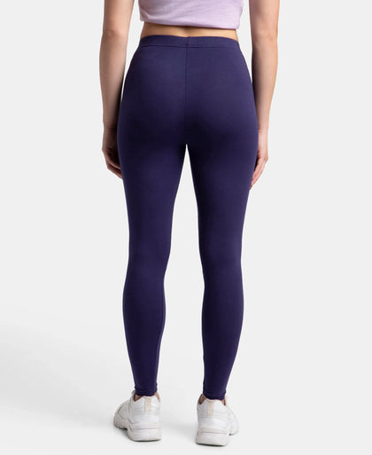 Super Combed Cotton Elastane Stretch Leggings with Ultrasoft Waistband - Blue