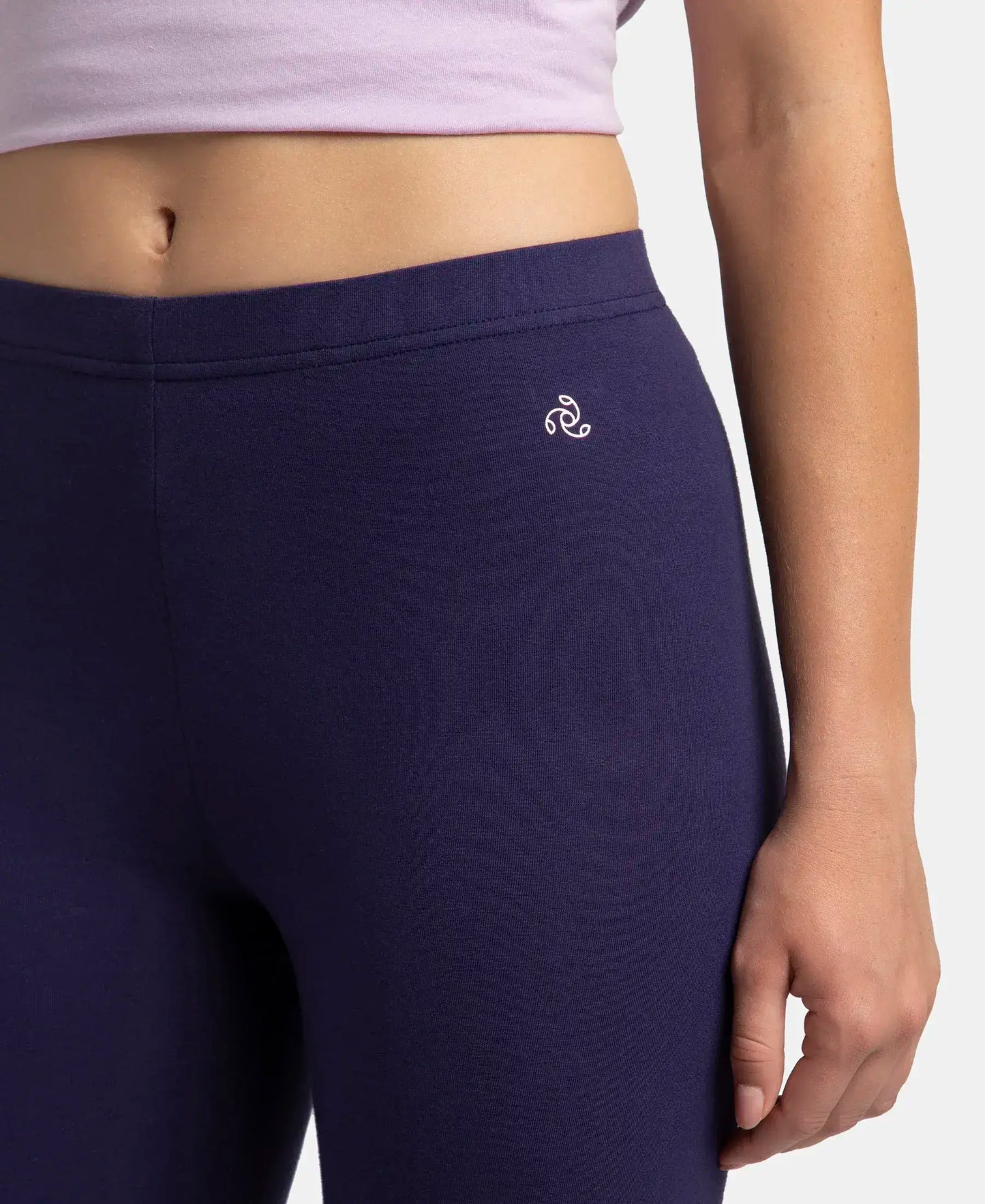 Super Combed Cotton Elastane Stretch Leggings with Ultrasoft Waistband - Blue
