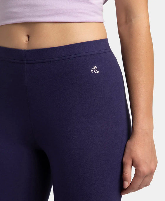 Super Combed Cotton Elastane Stretch Leggings with Ultrasoft Waistband - Blue