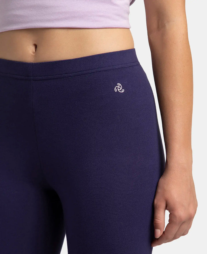 Super Combed Cotton Elastane Stretch Leggings with Ultrasoft Waistband - Blue