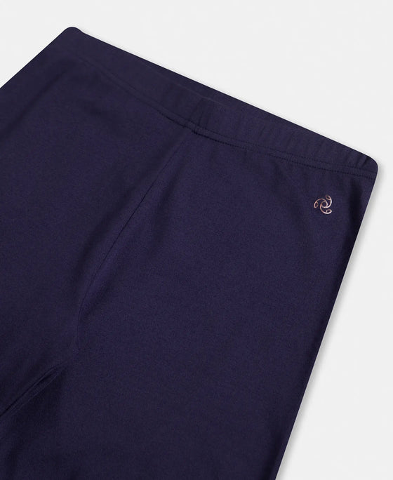 Super Combed Cotton Elastane Stretch Leggings with Ultrasoft Waistband - Blue