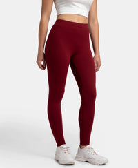 Super Combed Cotton Elastane Stretch Leggings with Ultrasoft Waistband - Cabernet