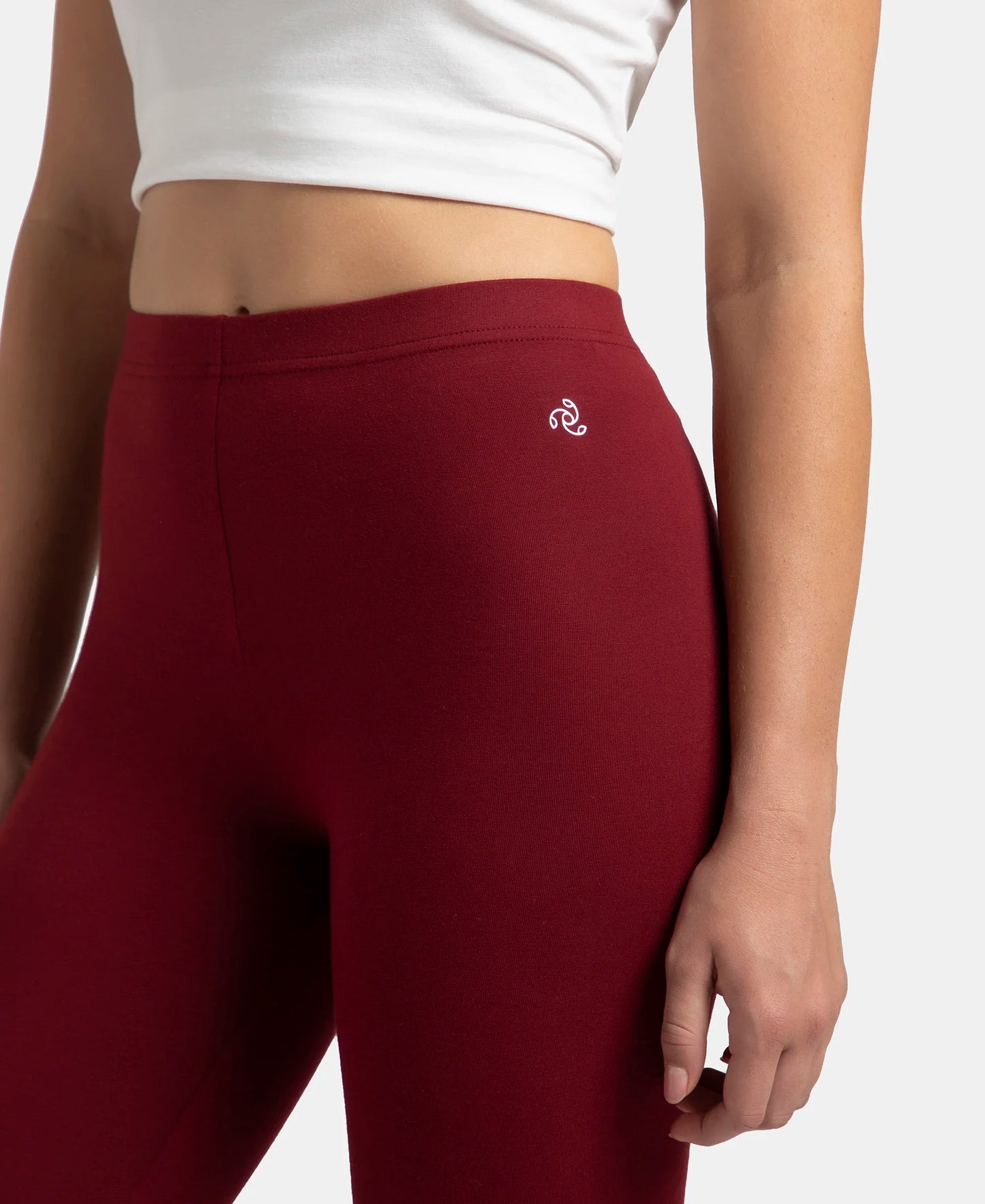 Super Combed Cotton Elastane Stretch Leggings with Ultrasoft Waistband - Cabernet