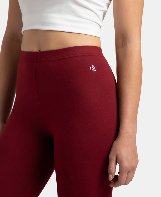 Super Combed Cotton Elastane Stretch Leggings with Ultrasoft Waistband - Cabernet