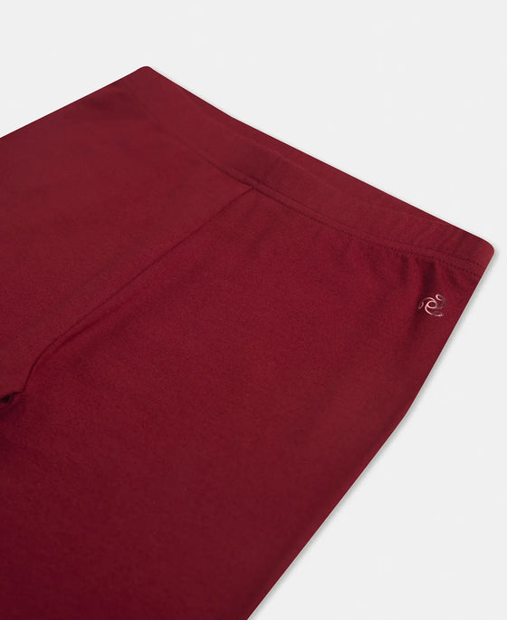Super Combed Cotton Elastane Stretch Leggings with Ultrasoft Waistband - Cabernet