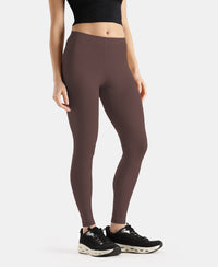 Super Combed Cotton Elastane Stretch Leggings with Ultrasoft Waistband - Coffee