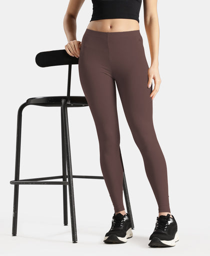 Super Combed Cotton Elastane Stretch Leggings with Ultrasoft Waistband - Coffee