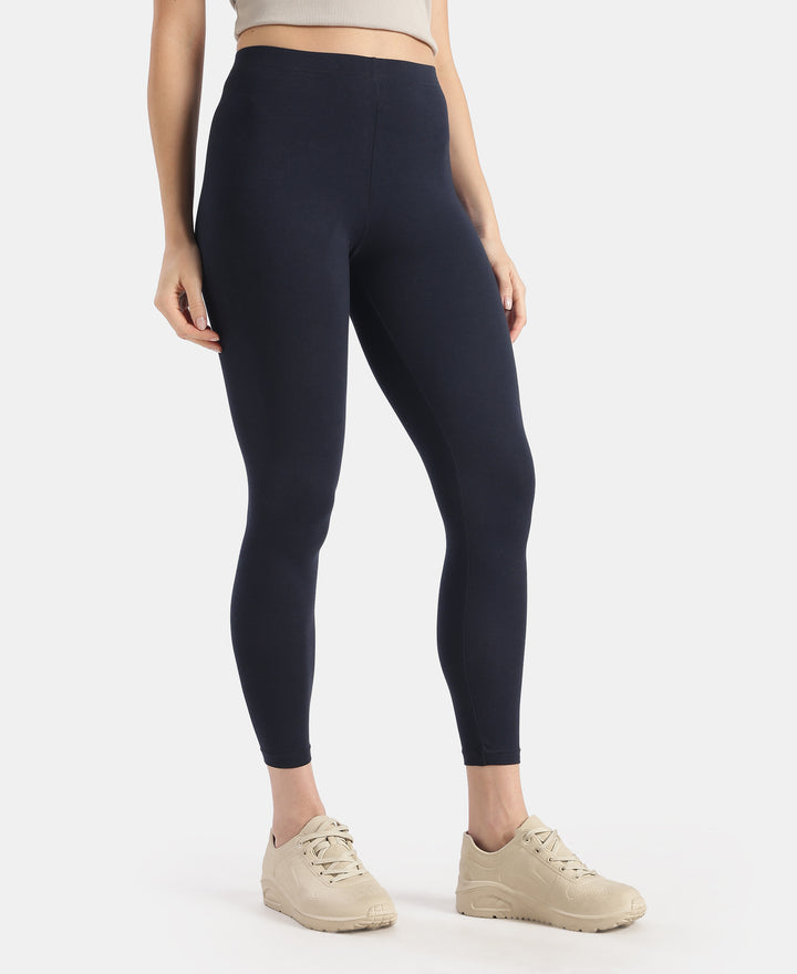 Super Combed Cotton Elastane Stretch Leggings with Ultrasoft Waistband - Cosmic Sapphire